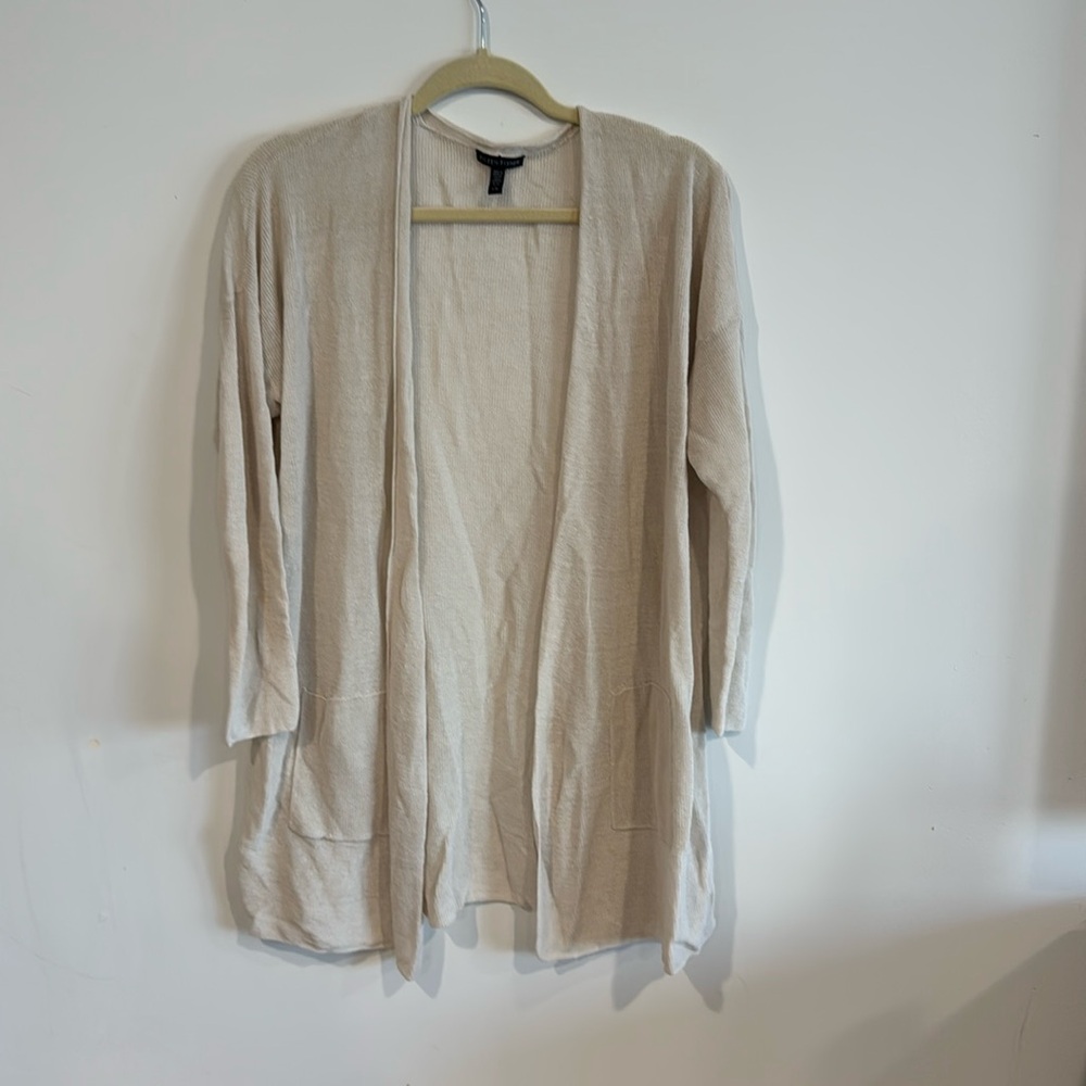 Eileen Fisher light weight off white cardigan sz large